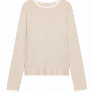 Light Beige Relaxed Fit Crew Neck Knit Sweater