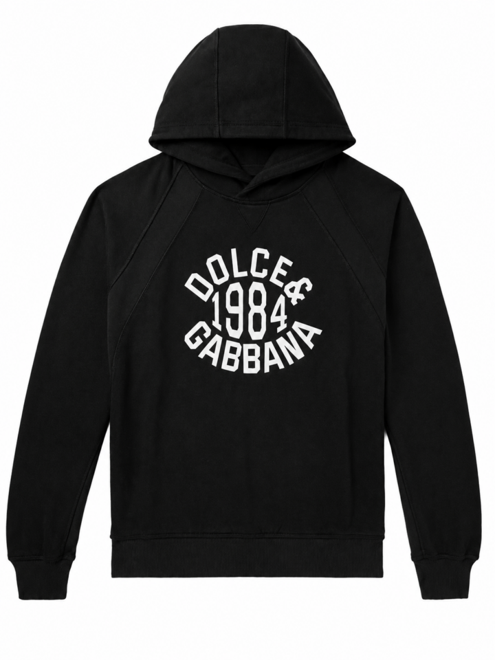 Black Relaxed Fit Pullover Hoodie with Graphic Print