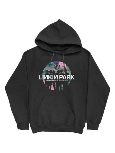 Black Tie-Dye Graphic Pullover Hoodie