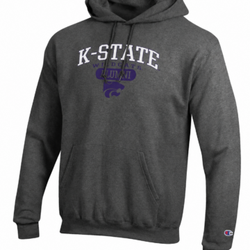 Heather Gray Pullover Hoodie with Purple Graphic
