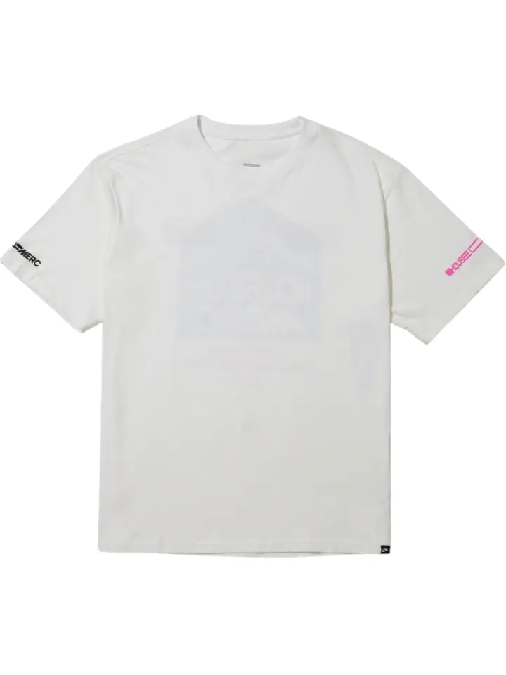 Off-White Relaxed Fit Short-Sleeve T-Shirt with Contrast Sleeve Prints