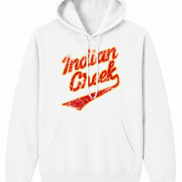 White Relaxed Fit Pullover Hoodie with Red Script Graphic