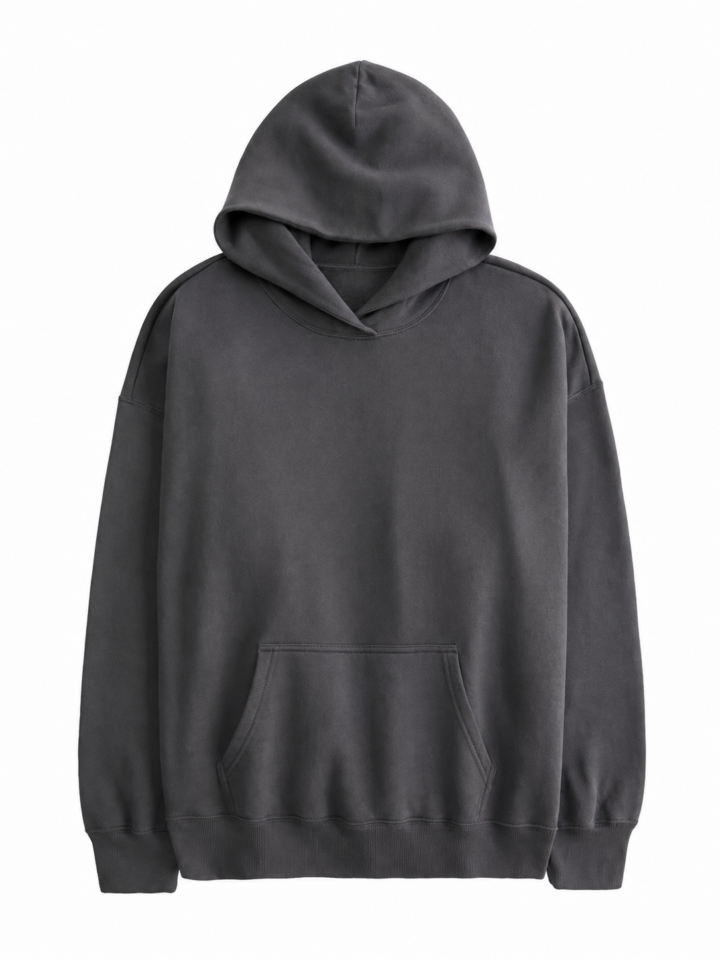 Solid Charcoal Gray Oversized Pullover Hoodie