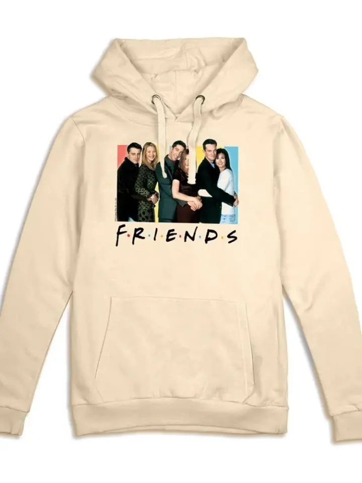 Cream Relaxed Fit Pullover Hoodie with Friends TV Graphic