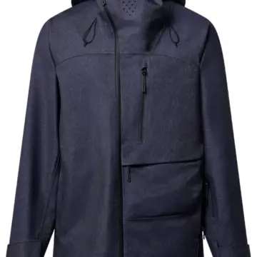Heathered Navy Blue Hooded Zip Jacket with Textured Weave