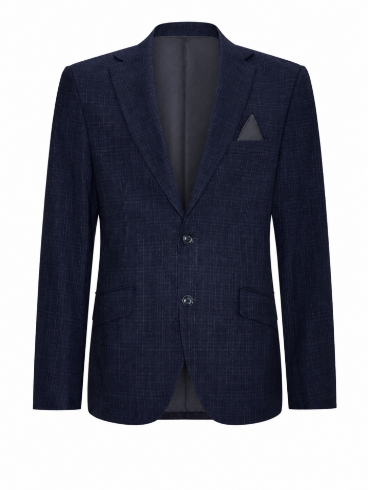 Dark Navy Blue Crosshatch Suit Jacket