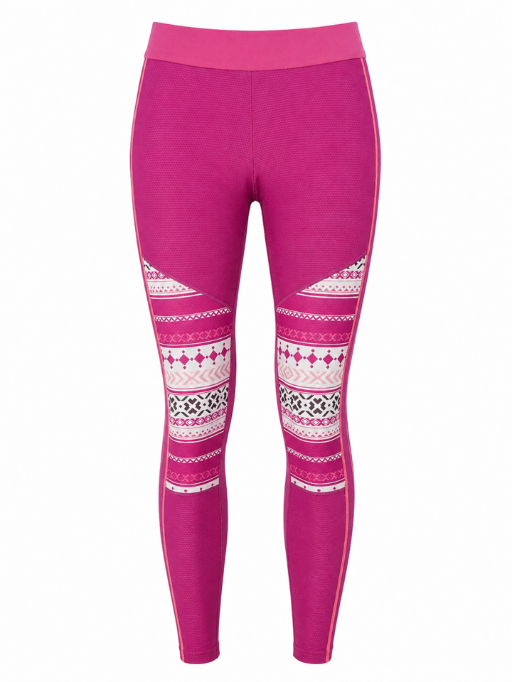 Magenta Athletic Leggings with Geometric Pattern