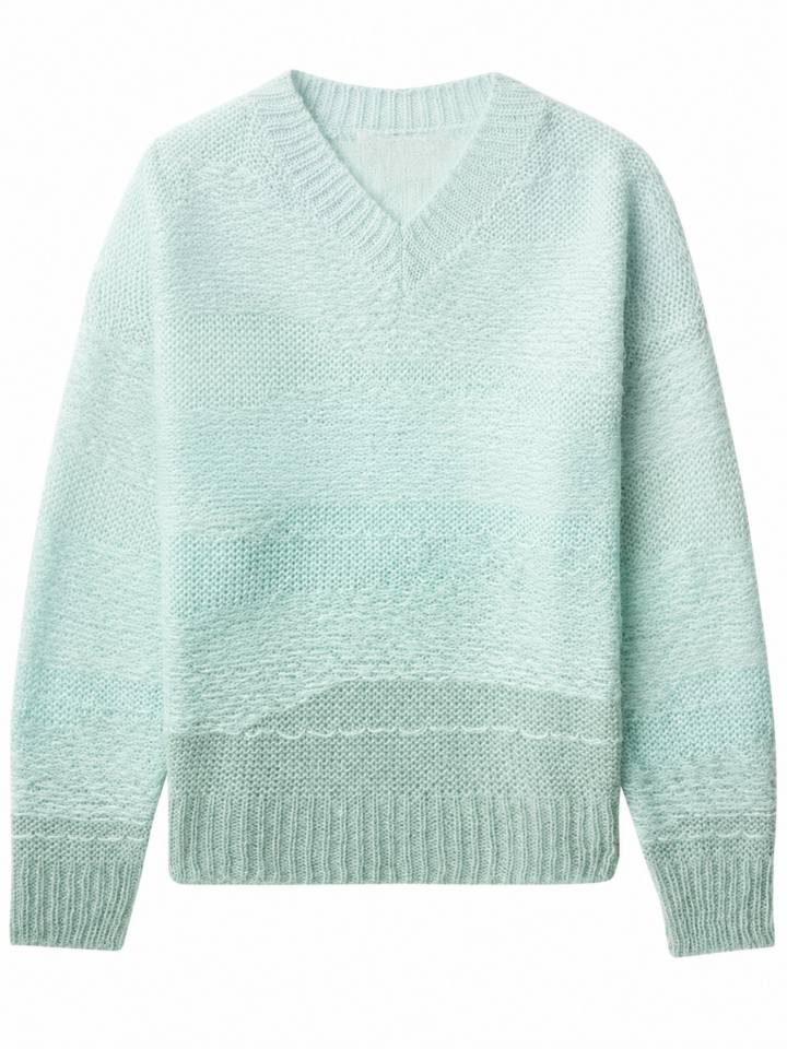 Light Mint Green Relaxed Fit V-Neck Knit Sweater