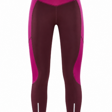 Burgundy and Magenta High-Waisted Color-Block Leggings