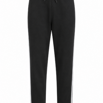 Black Straight Leg Sweatpants with White Stripe