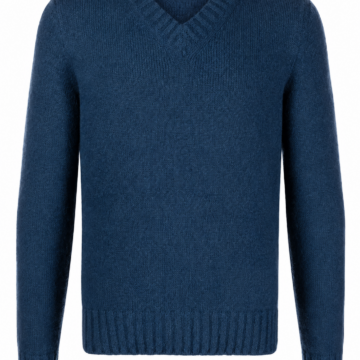 Navy Blue V-Neck Long Sleeve Knit Sweater