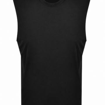 Black Sleeveless Crew Neck T-Shirt with Drop Shoulders