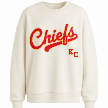 Off-White Oversized Crewneck Sweatshirt with Red Chiefs Script