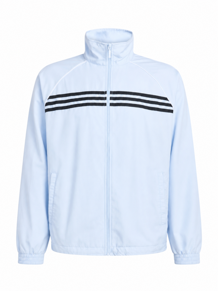 Light Blue Track Jacket with Black Stripes