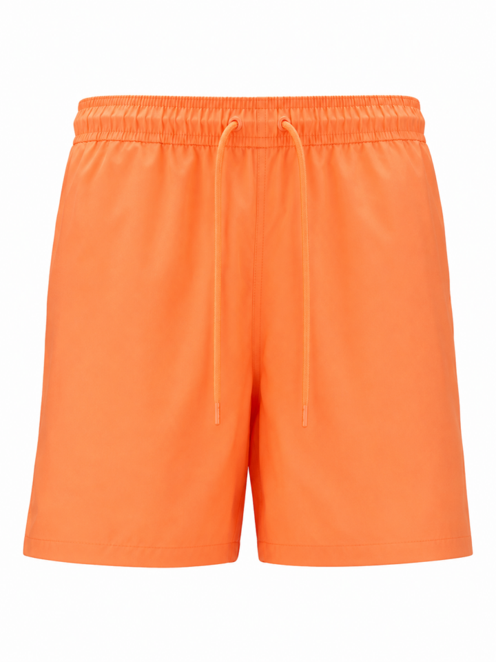 Solid Orange Drawstring Athletic Shorts