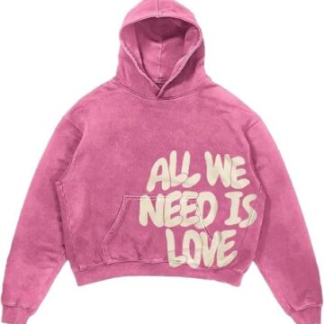 Washed Pink Retro Love Graphic Hoodie