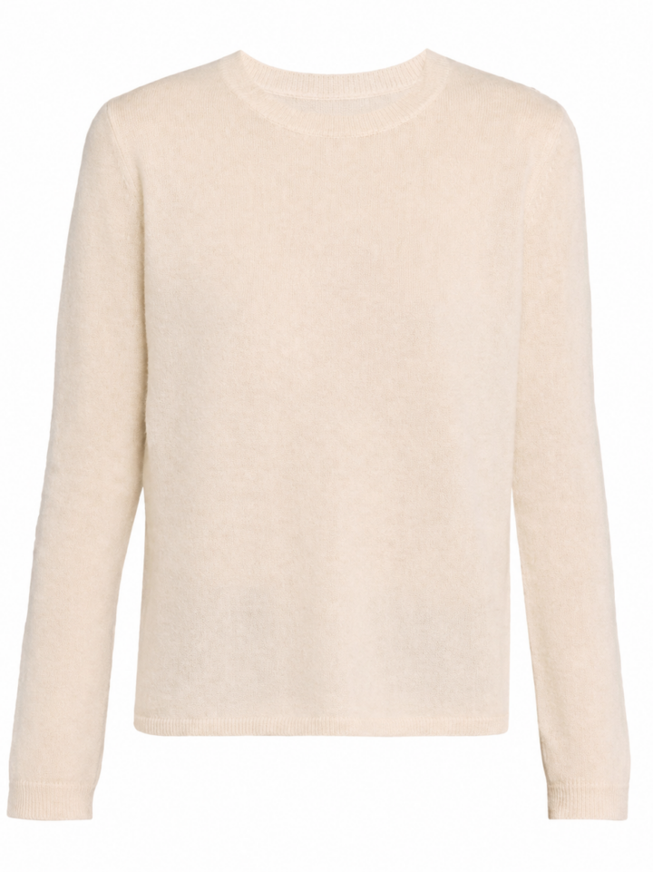Cream Classic Crew Neck Knit Sweater
