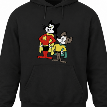 Black Cartoon Cat Mouse Hoodie