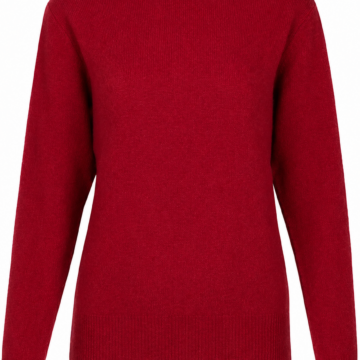Red Ribbed Mock Neck Knit Sweater