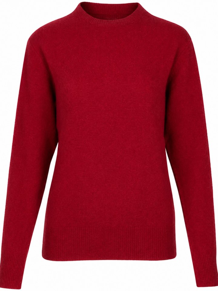 Red Ribbed Mock Neck Knit Sweater